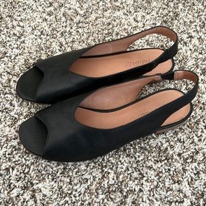 Madewell kitten heel peep toe sling backs